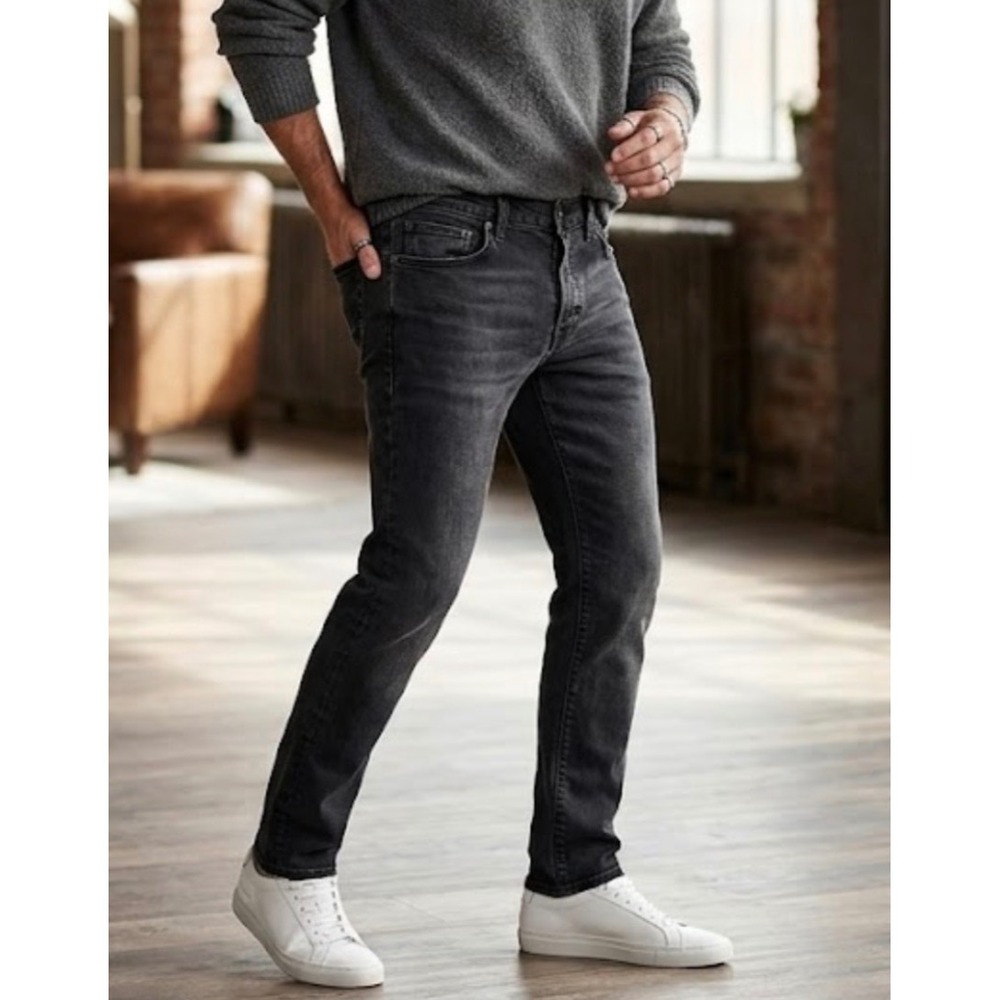 Express Slim Fit Jeans Mens 29x30 Faded Black Denim 5-Pocket Stretch Pants